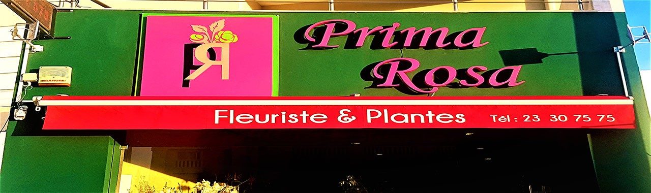Façade de la boutique PrimaRosa, fleuriste à La Marsa